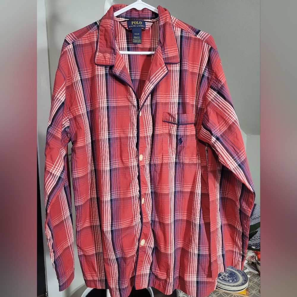 Polo Ralph Lauren MENS SIZE M Woven Pajama Shirt Red Plaid Tartan L156 Sleep